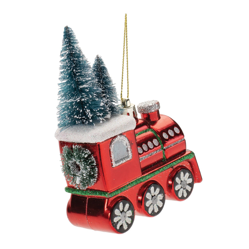 Melrose Glittered Glass Train Ornament (Set of 6)
