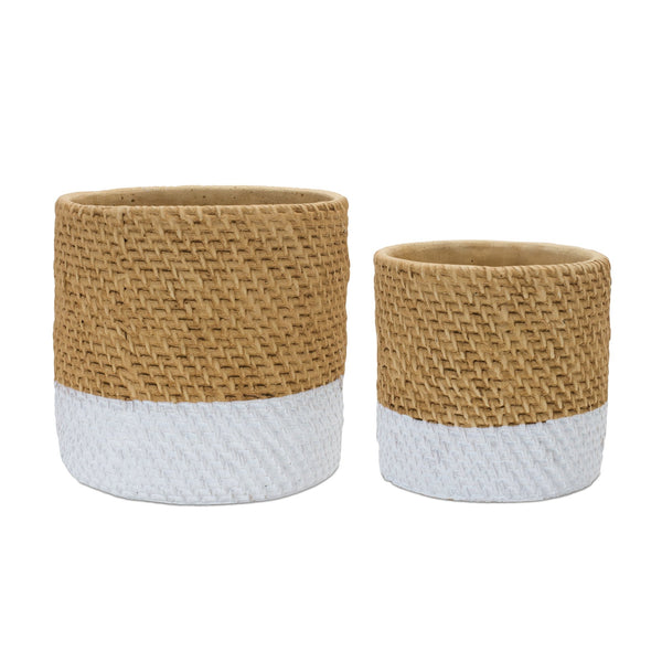 Melrose Woven Stone Planter Set of 2 Planter