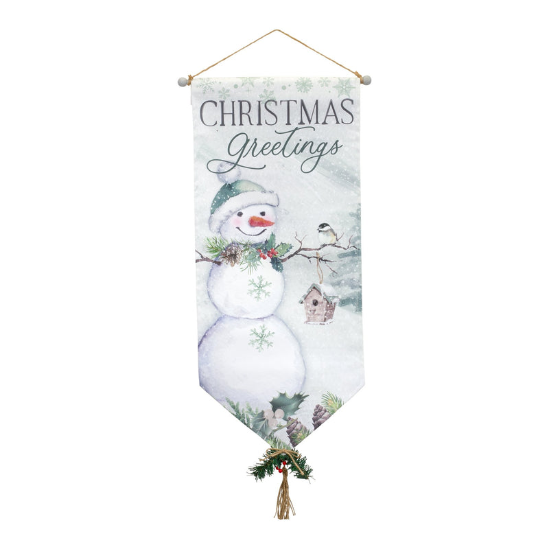 Melrose Traditional Christmas Greetings Canvas Banner (Set of 4)