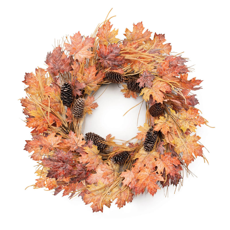 Melrose Fall Maple Leaf and Pinecone Wreath 26"D
