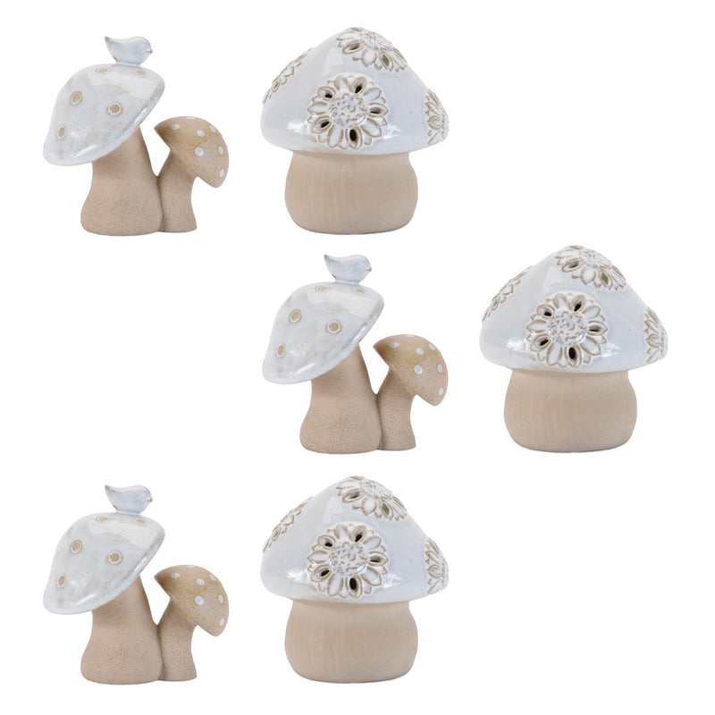 Melrose Porcelain Mushroom Decor (Set of 6)