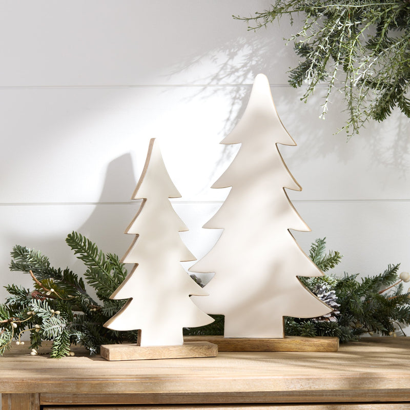 Melrose Pine Tree on Natural Wood Base (Set of 2)
