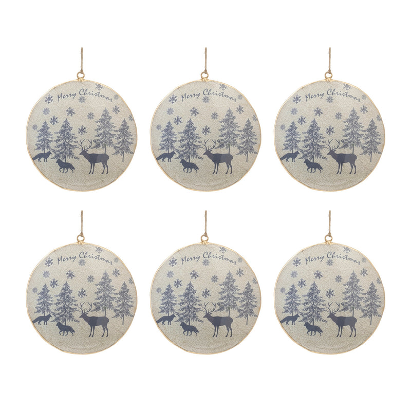 Melrose Metal Woodland Animal Merry Christmas Ornament (Set of 6)
