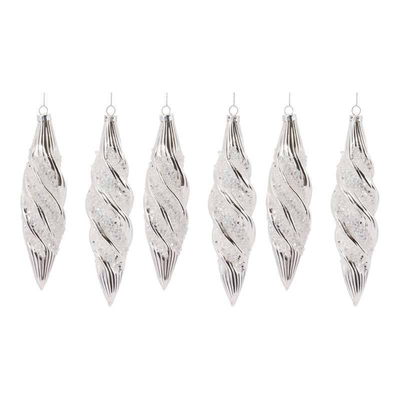 Melrose Beaded Glass Swirl Ornament (Set of 6)