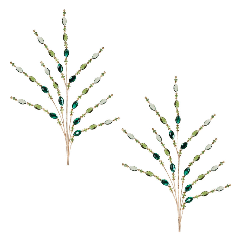 Melrose Green Jewel Bead Spray (Set of 2)