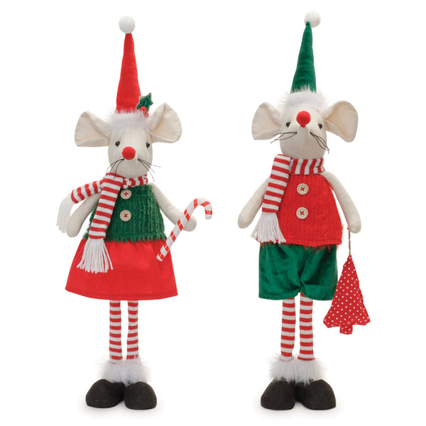 Melrose Plush Holiday Mouse Shelf Sitter (Set of 2)