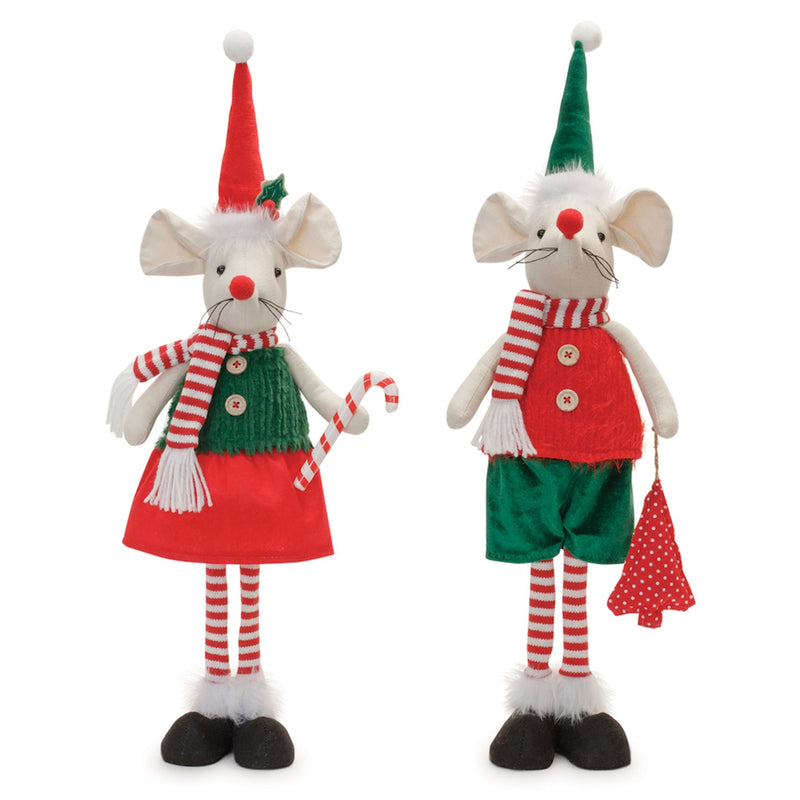 Melrose Plush Holiday Mouse Shelf Sitter (Set of 2)