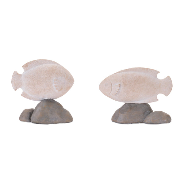 Melrose Fish on Rock Decor (Set of 4)