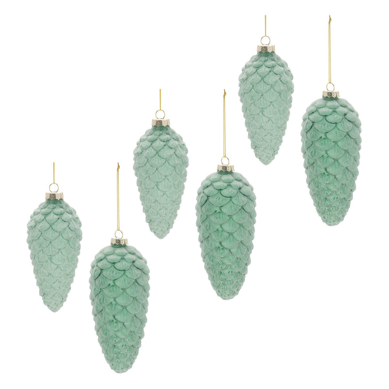 Melrose Frosted Glass Pinecone Ornament (Set of 6)