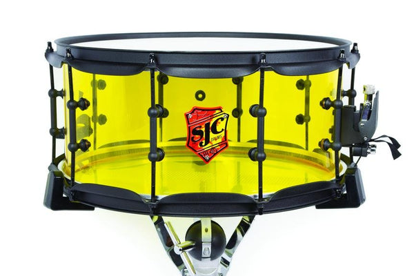 SJC Josh Dun Torch Snare Drum 6.5x14 Yellow Acrylic Shell w/ Black Hardware