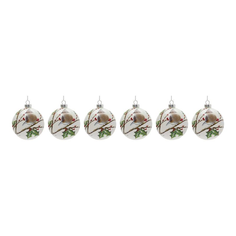 Glass Bird Branch Ornament (Set of 6)