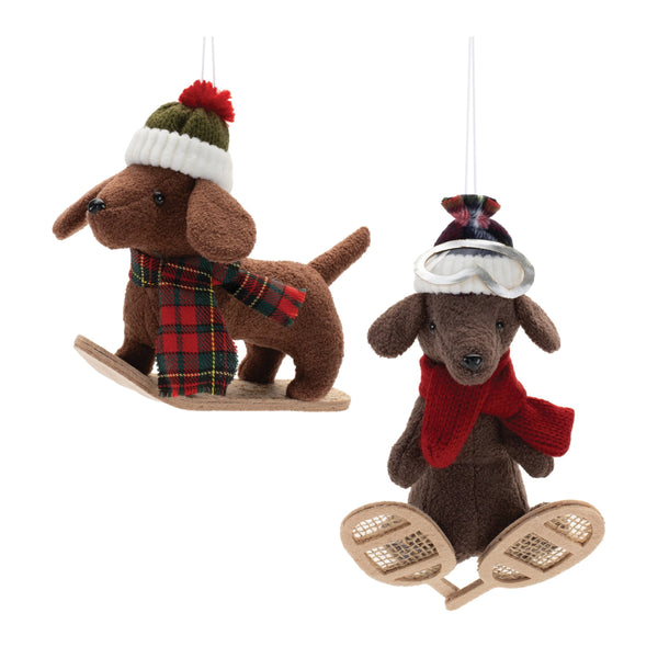 Melrose Plush Ski and Snowboard Dog Ornament (Set of 6)