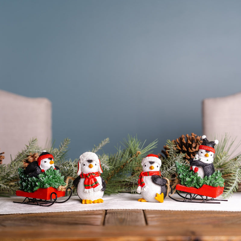 Melrose Playful Penguins with Sled Figurine (Set of 2)