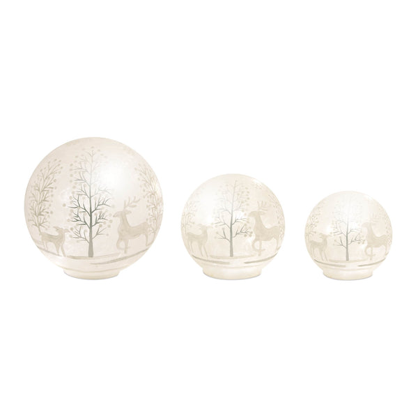 Melrose LED Frosted Glass Woodland Deer Orb (Set of 3)