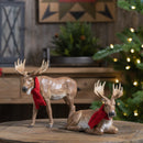 Melrose Carved Winter Moose with Scarf (Set of 2)