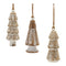 Carved Wood Pine Tree Ornament (Set of 12)