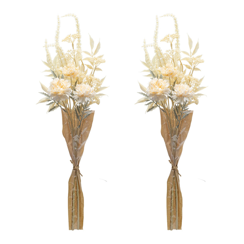 Melrose Bleached Zinnia Bouquet (Set of 2)