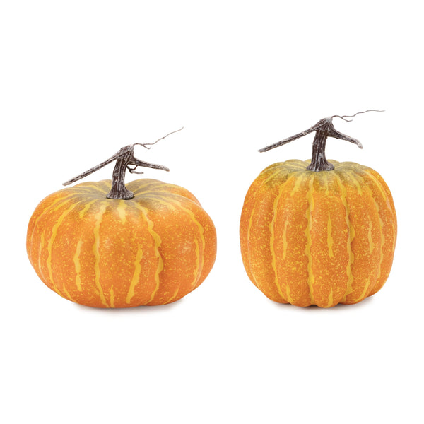 Melrose Foam Pumpkin Decor (Set of 2) Multicolor Farmhouse Styrofoam Fall Decor