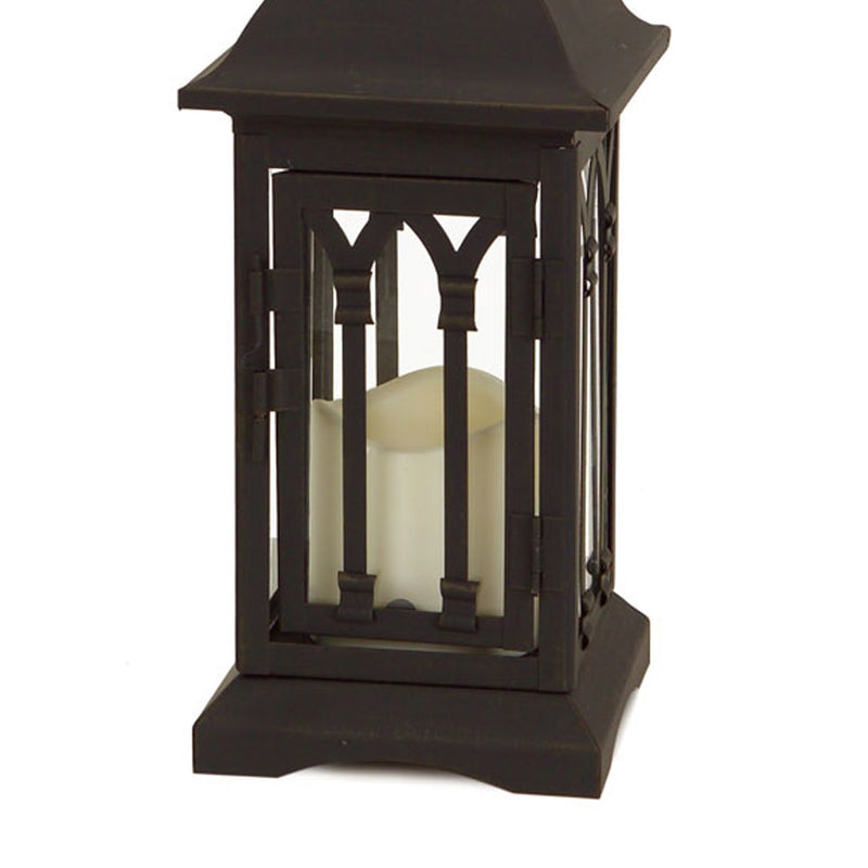 Melrose Black Metal Lantern with LED Candle (Set of 2)