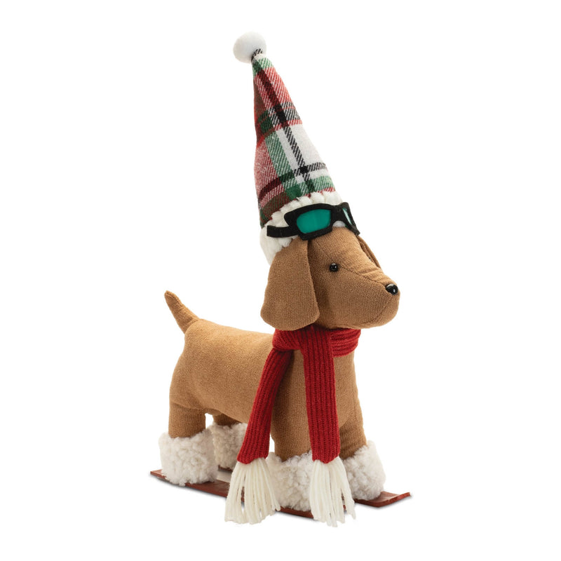Melrose Plush Dog Character on Sled and Skis (Set of 2)