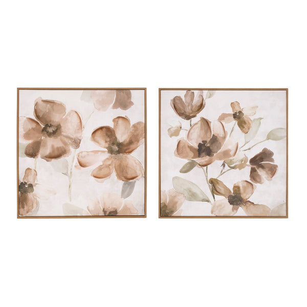 Melrose Wood Floral Block Plaque Wall Decor, Wood, Plastic