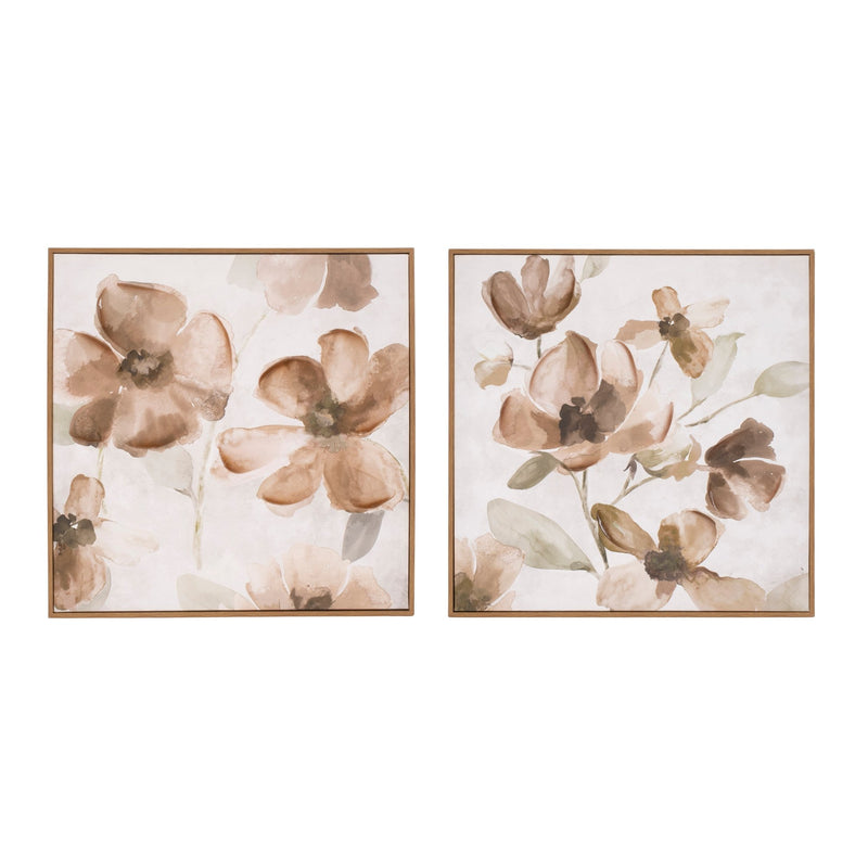 Melrose Wood Floral Block Plaque Wall Decor, Wood, Plastic