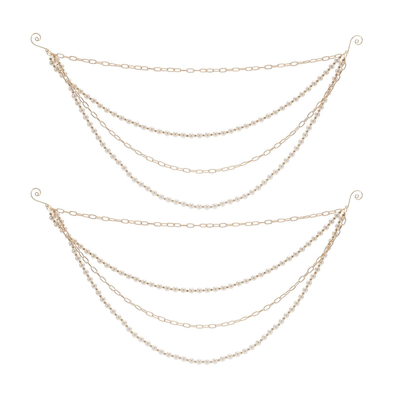 Melrose Pearl Bead and Chain Link Garland (Set of 2)