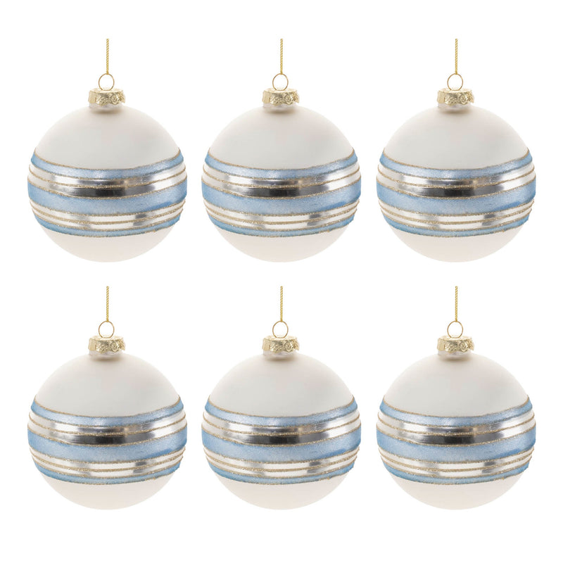 Melrose Striped Glass Ball Ornament (Set of 6)