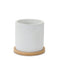 Melrose White Stone Planter with Wood Plate Set of 2 Planter