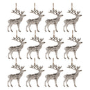 Melrose Rustic Silver Metal Deer Ornament (Set of 12)