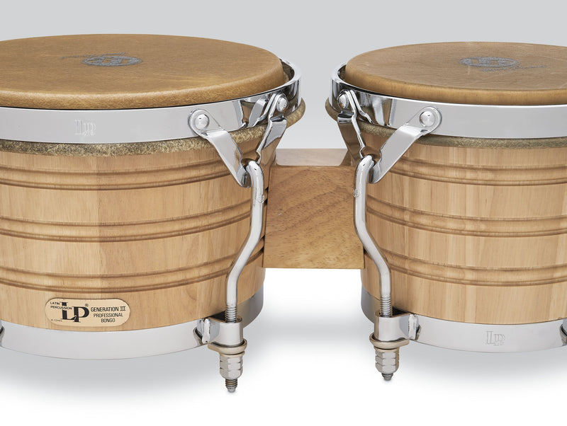 Latin Percussion LP201A-3 7-1/4" & 9" Bongos - Natural with Chrome Hardware