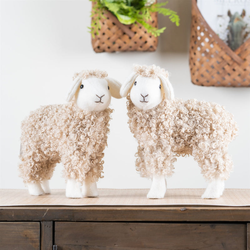 Melrose Standing Plush Sheep Decor with Curly Hair (Set of 2)