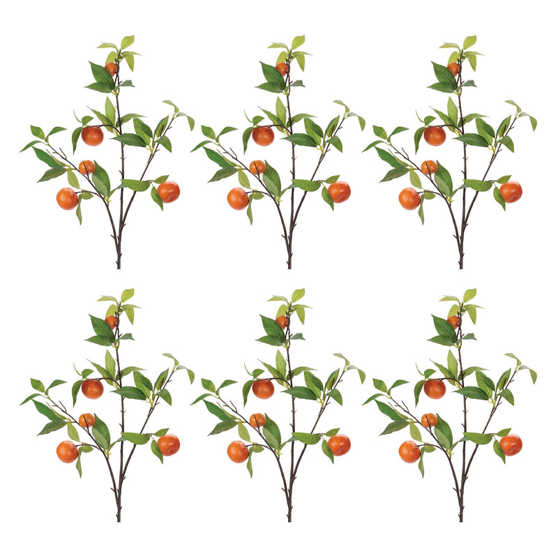 Melrose Orange Fruit Foliage Branch (Set of 6)