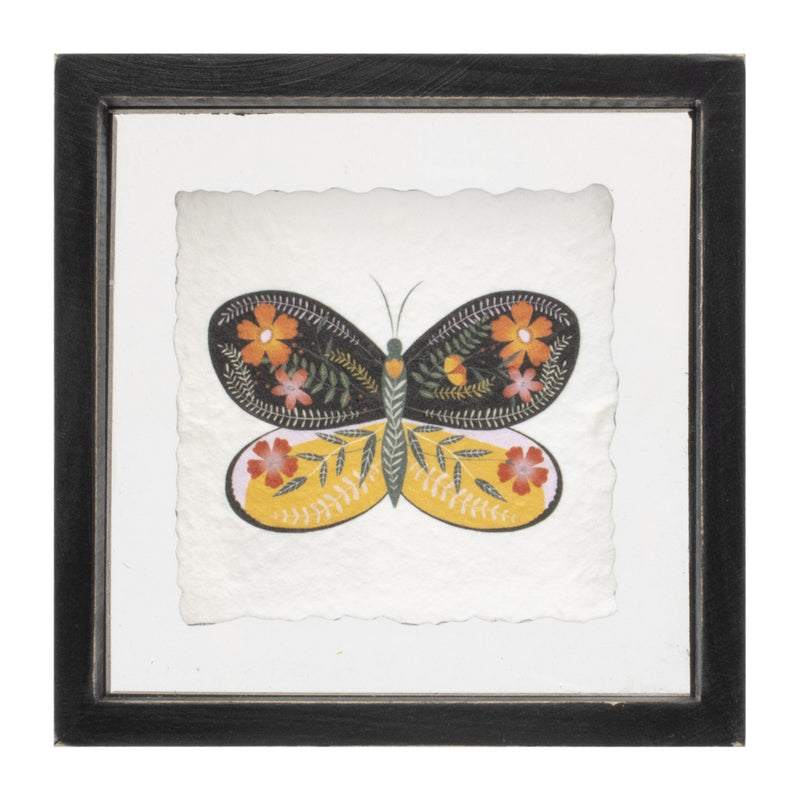 Melrose Framed Butterfly Block Wall Decor, Modern, Wood