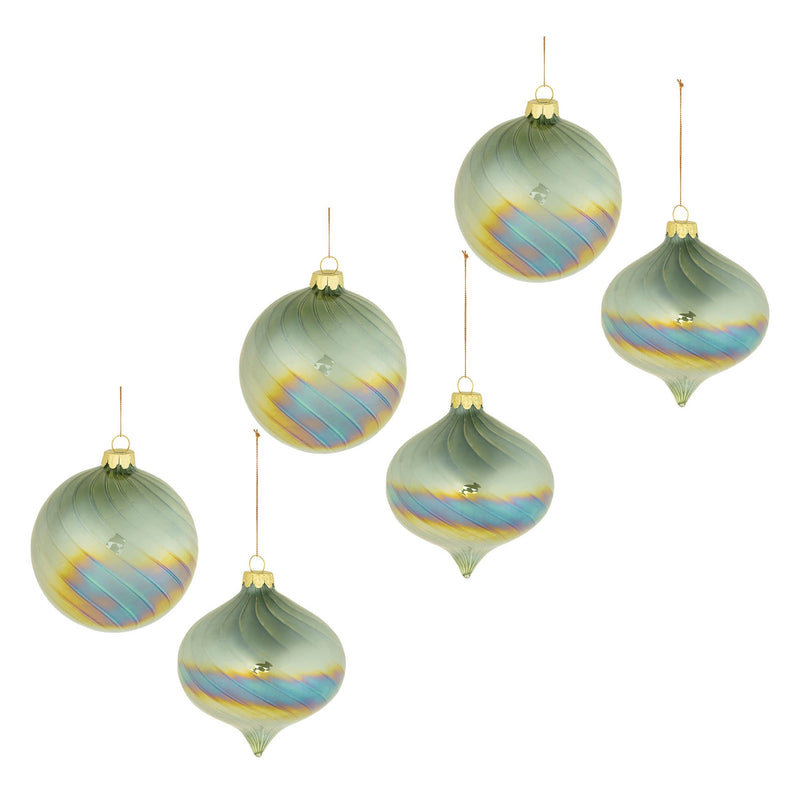Melrose Iridescent Swirled Glass Ornament (Set of 6)