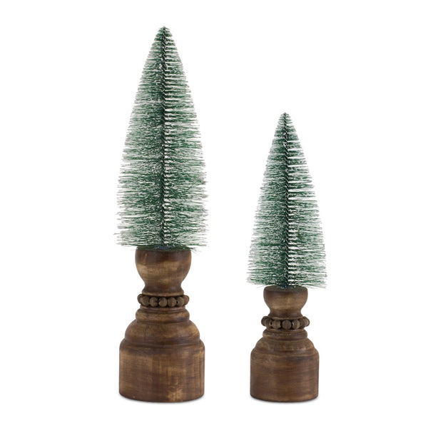 Melrose Mini Bottle Brush Tree on Pedestal (Set of 2)