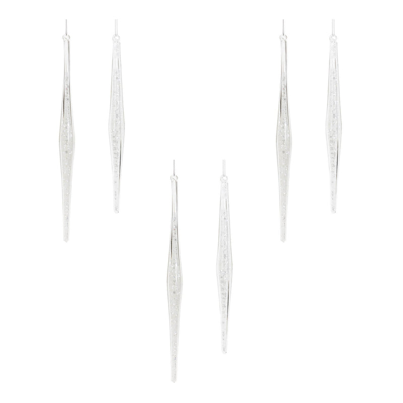 Melrose Clear Glass Icicle Drop Ornament (Set of 6)