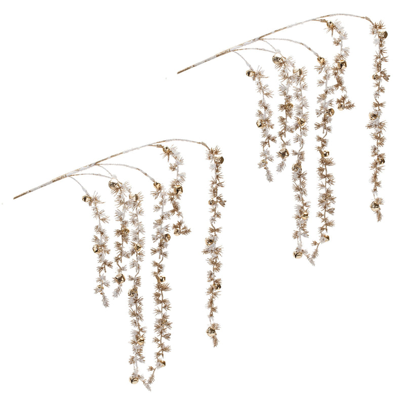 Melrose Snowy Hanging Pine Bell Branch (Set of 2)