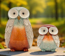 Melrose Terra Cotta Owl Figurine with Glazed Accents (Set of 4) Multicolor Terra