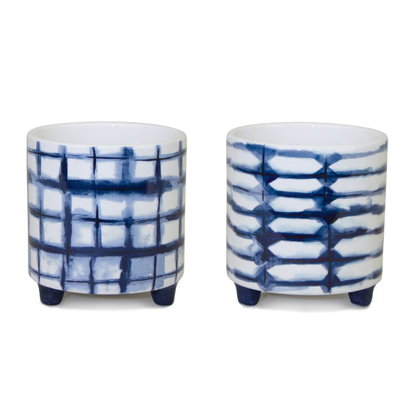 Melrose Tie-Dye Design Footed Planter Set of 2 Planter, Tie-Dye, Dolomite