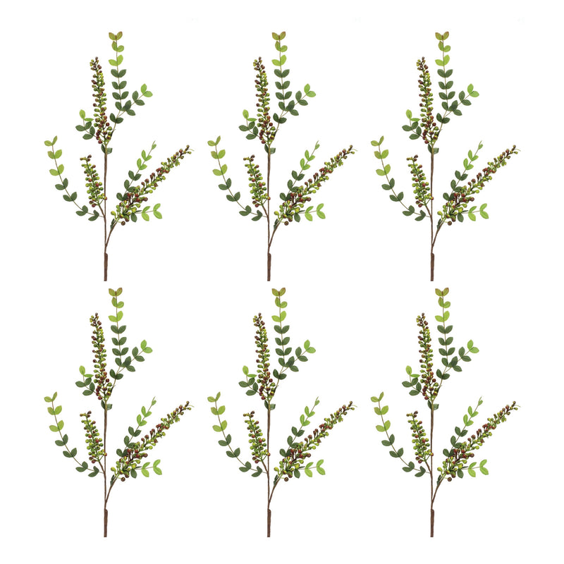 Melrose Variegated Red Berry Foliage Spray (Set of 6)