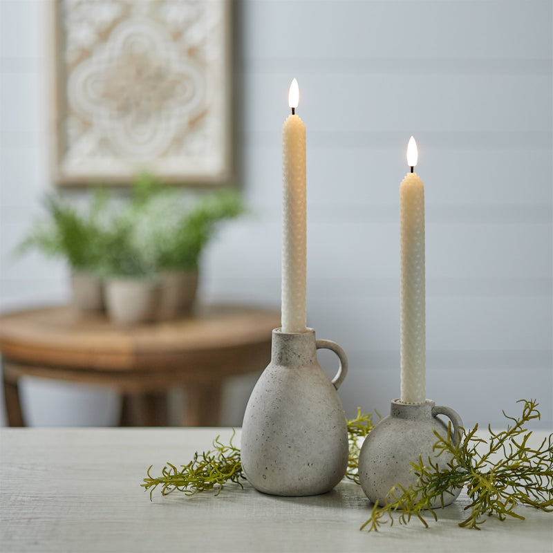 Melrose FIA Wick Beige Textured Taper Candle (Set of 2)