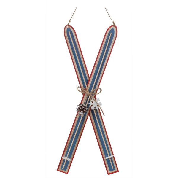 Melrose Wood Ski Ornament (Set of 2)