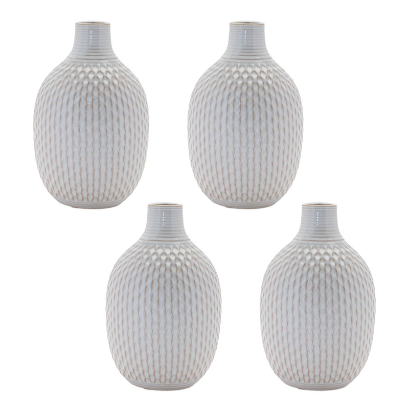 Melrose Notched Ceramic Bottle Vase (Set of 4)