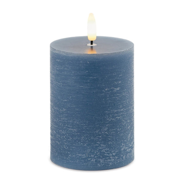 Melrose FIA Wick Blue Pillar Candle (Set of 2)