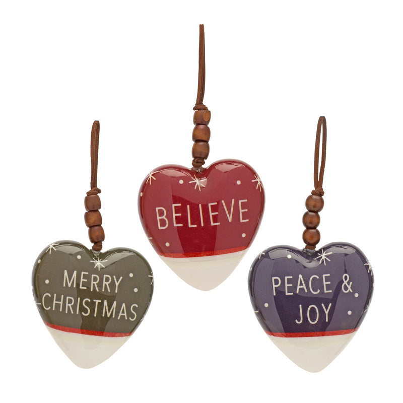 Melrose Sentiment Heart Ornament (Set of 12)