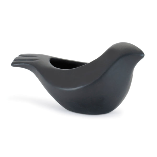 Melrose Set of 2 Black Ceramic Bird Containers