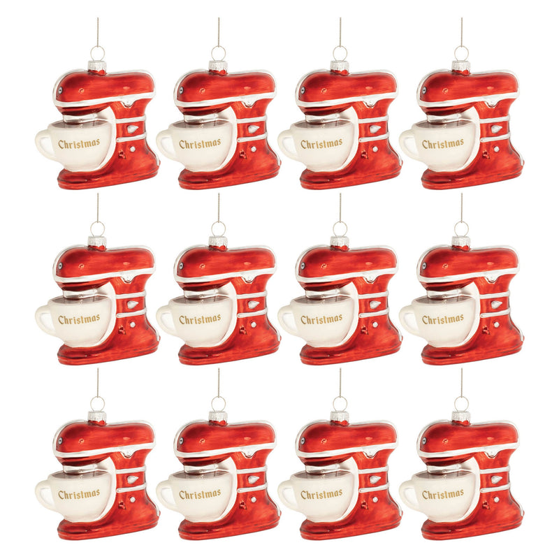 Melrose Glass Christmas Baking Mixer Ornament (Set of 12)