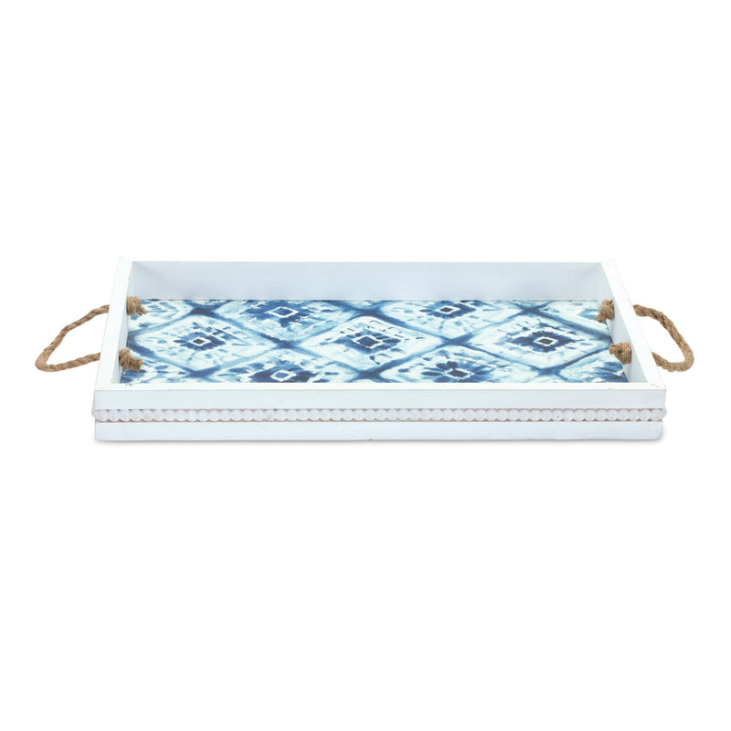 Melrose Wooden Tie-Dye Design Tray (Set of 2)