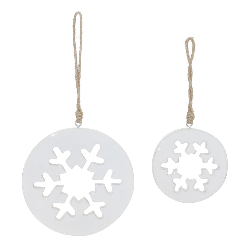 Melrose White Wood Snowflake Cut-Out Ornament (Set of 12)